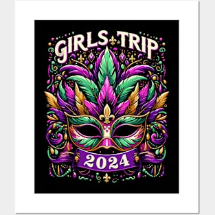 Mardi Gras Mask 2024 New Orleans Girls Trip Vacation Posters and Art